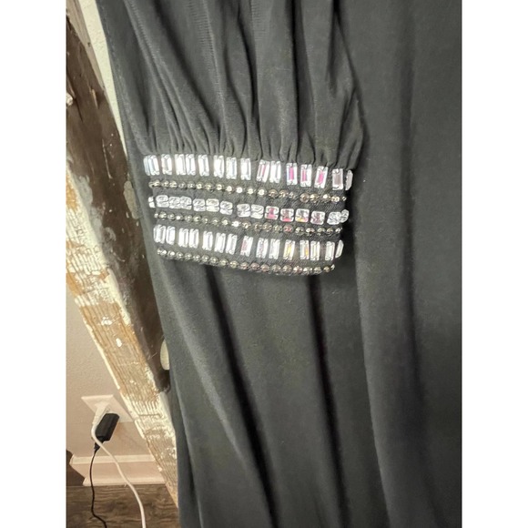 Long Sleeve MSK  Maxi Dress Black Special Occasion Embellished Cuff Evening Gown - Picture 4 of 8
